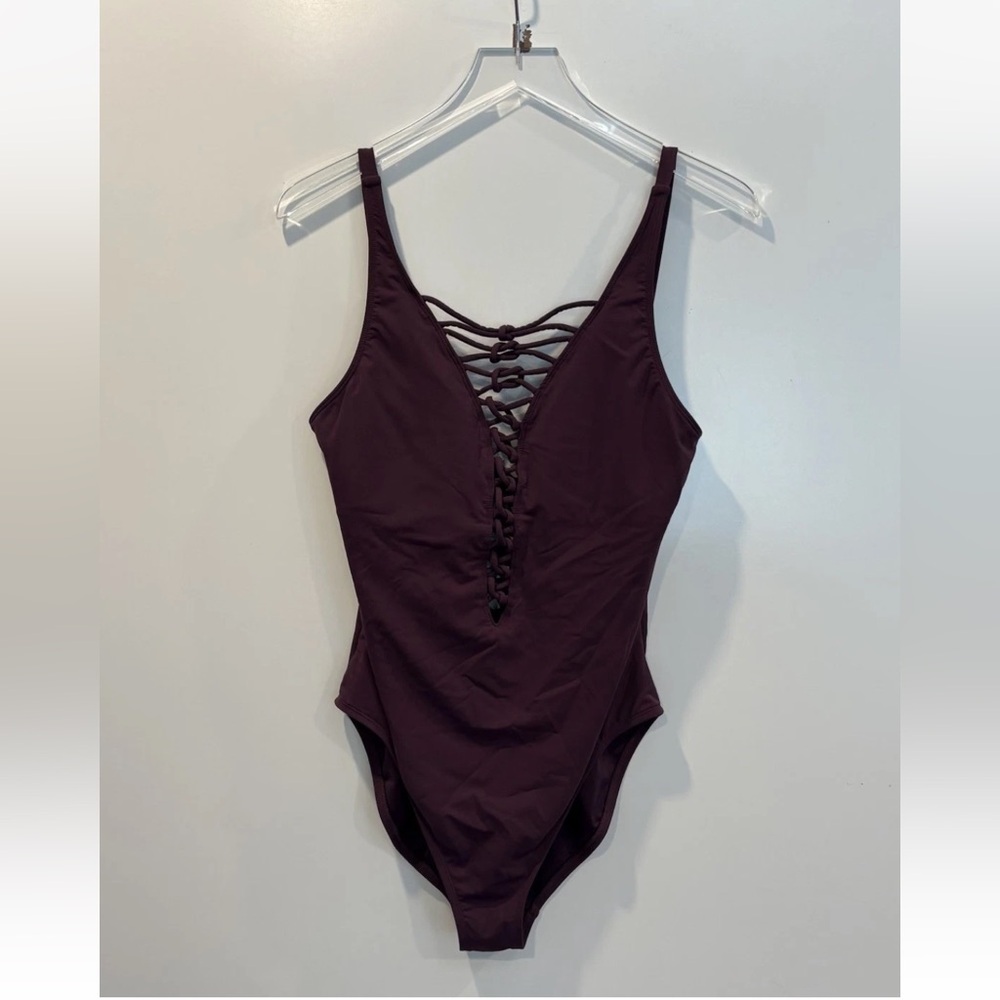 Bleu Rod Beattie Tiered Knots Purple One Piece Swimsuit Womens‎ Size 12 (683) - Picture 3 of 6